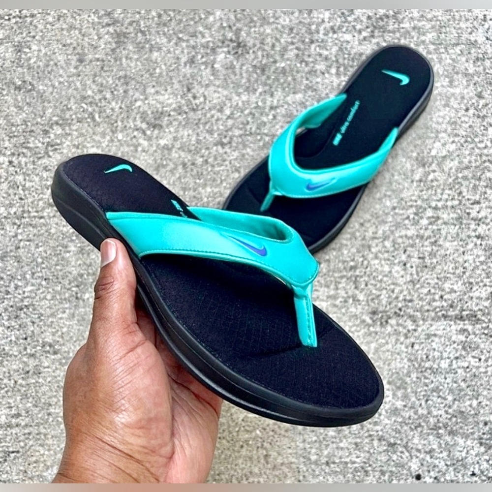 WMNS NIKE ULTRAS COMFORTS THONGS THNG 3 III TEAL PURPLE GRAPE BLACK FOOTBED FLIP